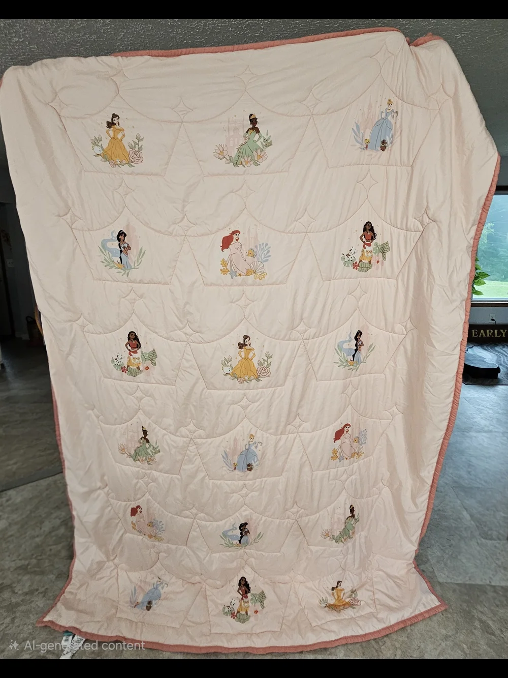 Pillowfort Pink Princess Character Quilt with Coral Trim